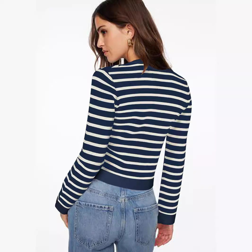 Comfort & Casual Striped Button Long Sleeve Top