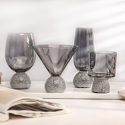 Elegant Diamond-Encrusted Crystal Wine Glass