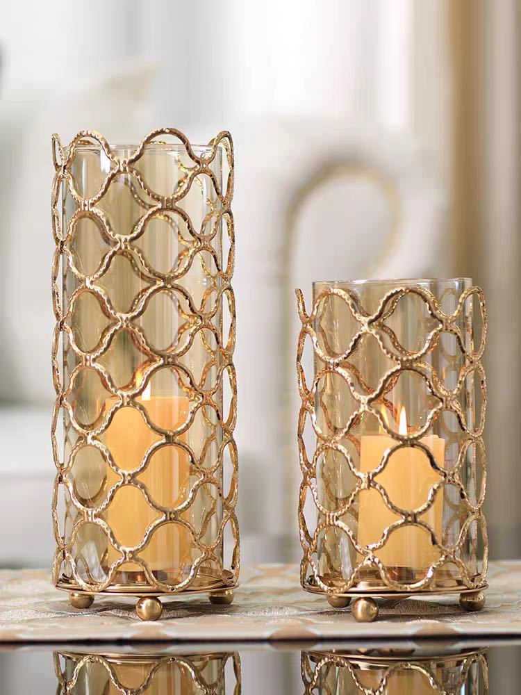 Hollow Out Golden Metal Glass Flower Vase - Milan Angelina studios