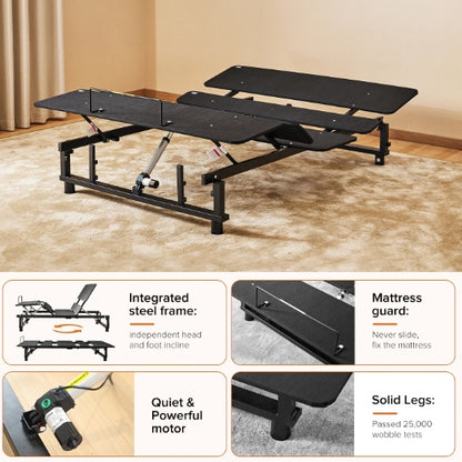 Adjustable Bed Base Frame Queen Bed Frame With Head And Foot Incline Wireless Remote Zero Gravity Quiet Motor Black Queen