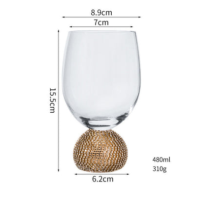 Elegant Diamond-Encrusted Crystal Wine Glass