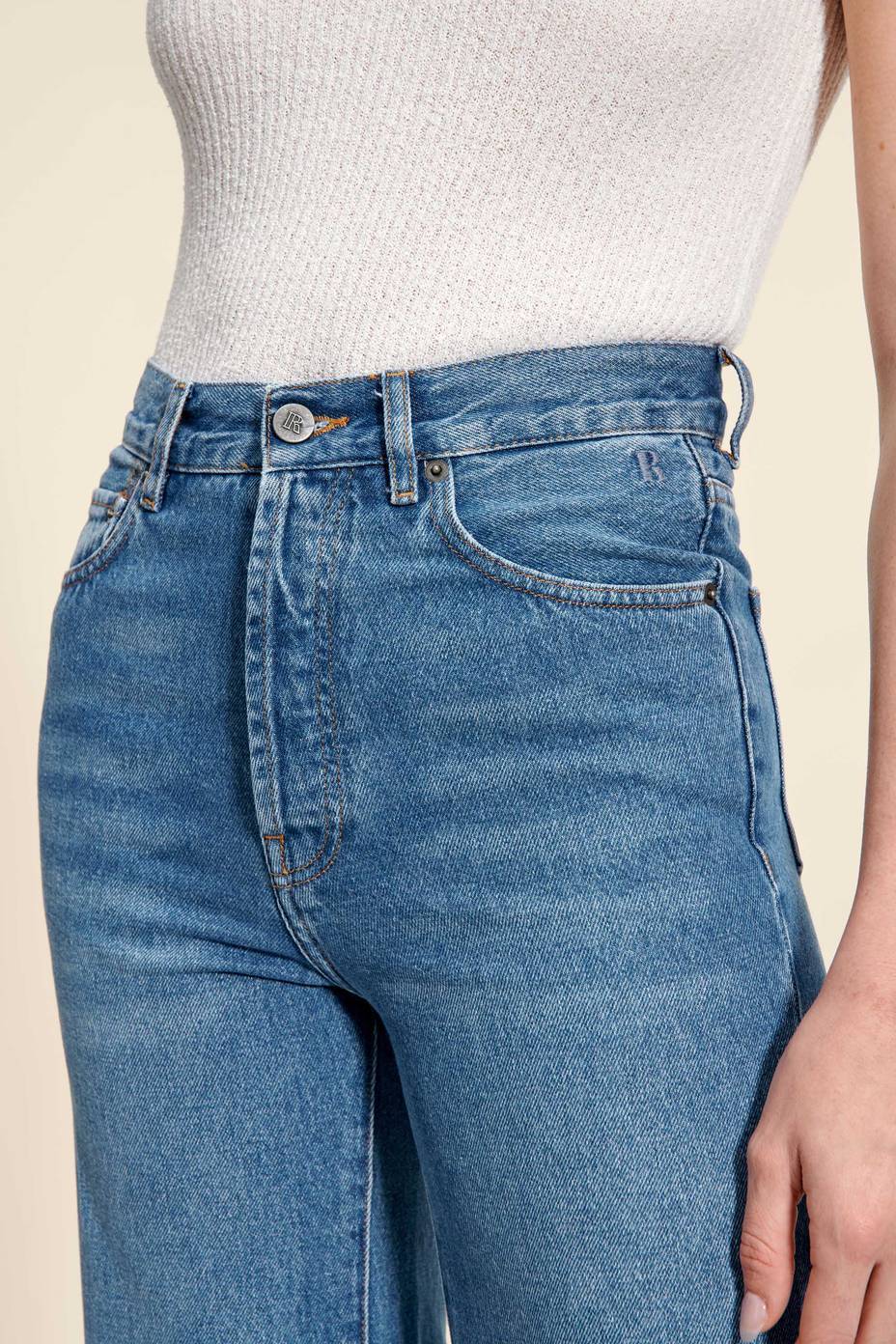 Spring Retro High-Waist Straight Jeans