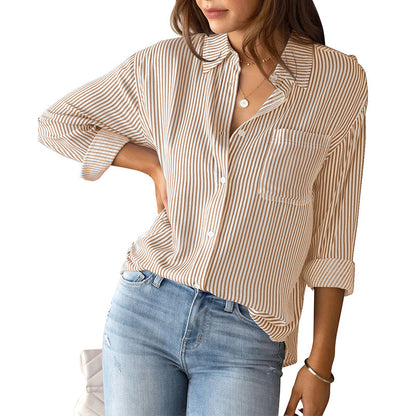 Striped Loose Casual Long Sleeve Shirt