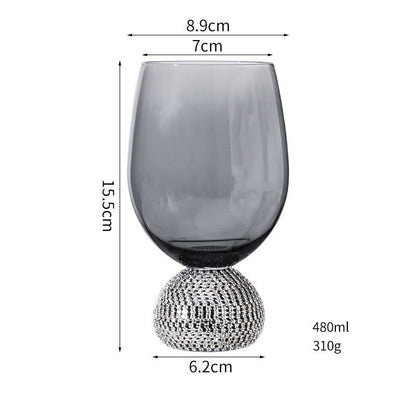 Elegant Diamond-Encrusted Crystal Wine Glass