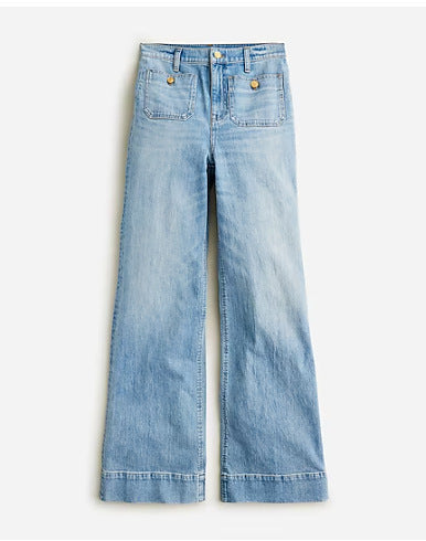 Vintage Washed-Out Flared Button-Up Jeans