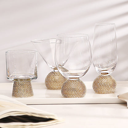 Elegant Diamond-Encrusted Crystal Wine Glass