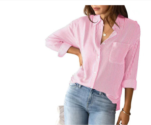 Striped Loose Casual Long Sleeve Shirt