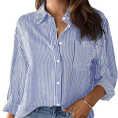 Striped Loose Casual Long Sleeve Shirt