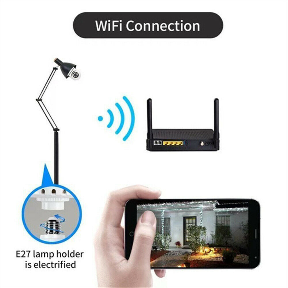 E27 Light Bulb Camera 1080P HD Wireless Wifi Smart Home Security Camera