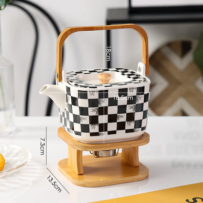 Nordic Style Checkerboard Ceramic Teapot Set