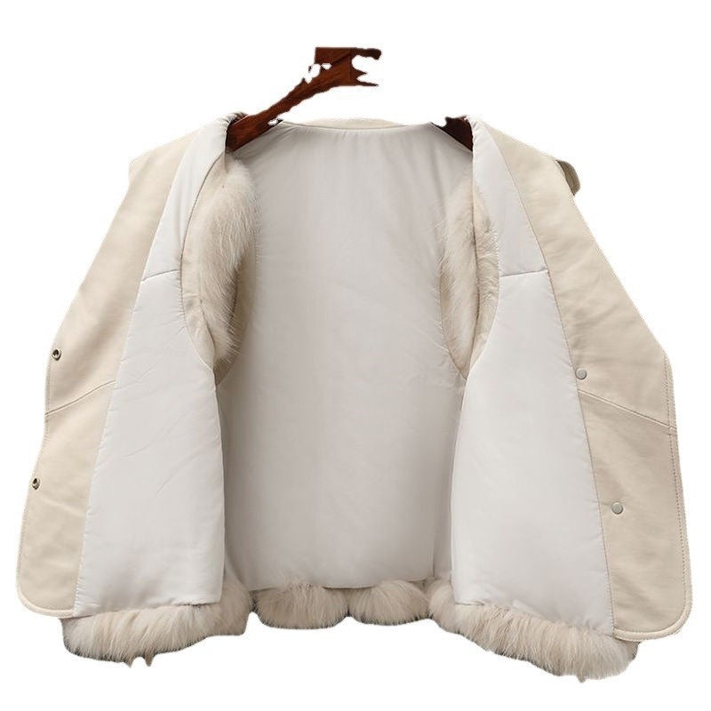 Elegant Patchwork Fox Fur Vest - Women's Winter Short Coat